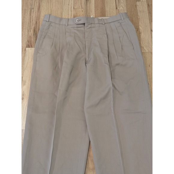 Vtg Feldini Tan Pleated Wool Dress Pants Mens Size 36x30 Slacks Trousers Beige - Picture 6 of 9